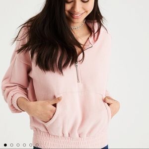 NWT AEO Half Zip Hoodie size M Blush